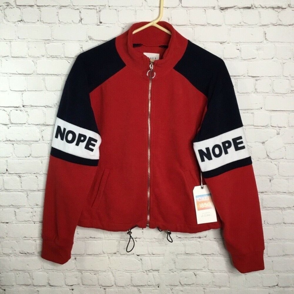 NWT Cali 1850 Red/Black Long Sleeve Full Zip Fleece Track Jacket Women L China
